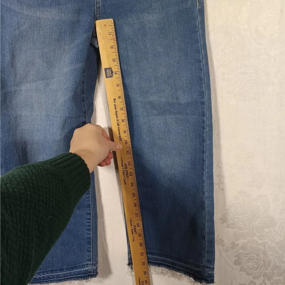 Levis Girls Jeans 14 Reg Cropped Wide Leg Raw Hem Blue Denim